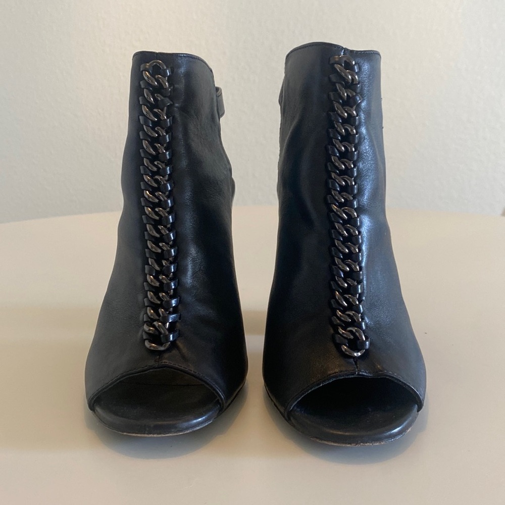 Coach Black Ankle Boots with Chain Detail